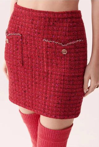 TWEED BUSTIER CROP TOP SKIRT SUIT