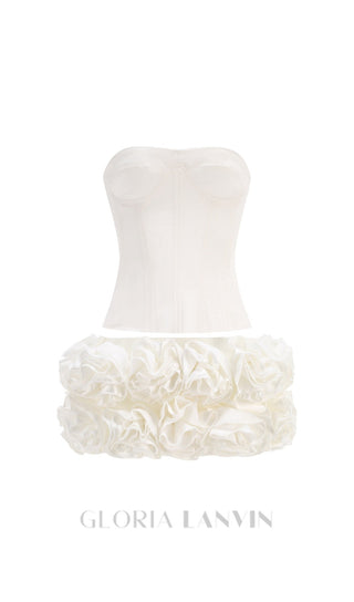 CLEGG WHITE CORSET FLOWER TWO-PIECE SET