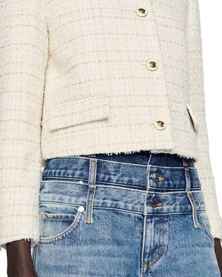 Zally Cropped Tweed Jacket in ecru