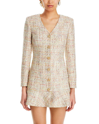 EARTHA MULTICOLOR BEADED BUTTON MINI DRESS