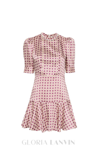 JAYANI PRINTED PUFF SLEEVE MINI DRESS IN PINK