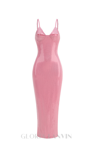 Brook crystal-embellished sleeveless maxi dress in rose pink