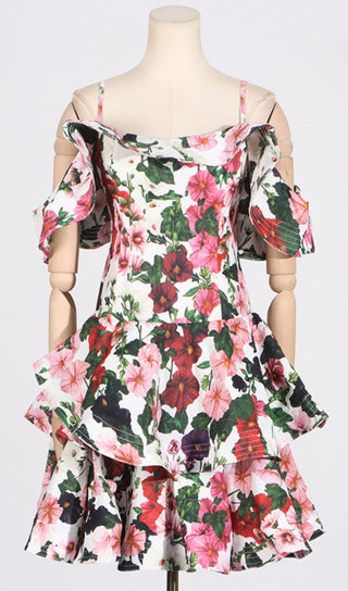 MULTICOLOR FLORAL PRINTED MINI DRESS