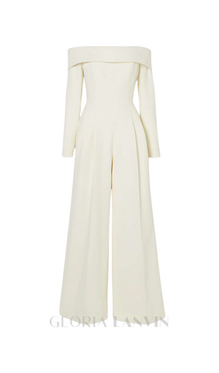 DOMINIC OFF-THE-SHOULDER CREPE JUMPSUIT IN IVORY