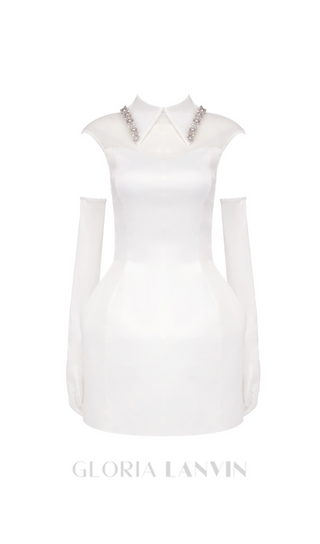 SIMONE TULLE DETAIL MINI DRESS IN WHITE