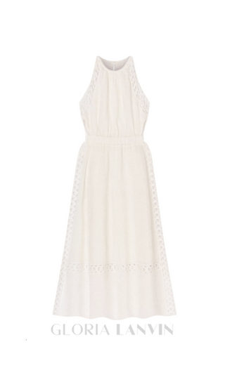 Coralie Heart Lace Midi Dress in white