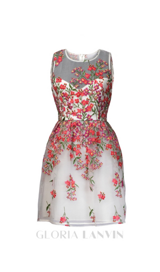 Embroidered Floral white Flare mini Dress