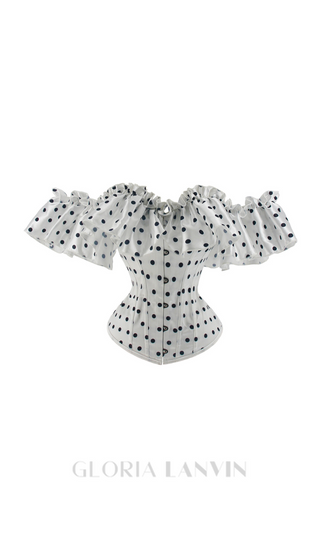 SUZANNE GRAY POLKA DOT OFF-SHOULDER CORSET