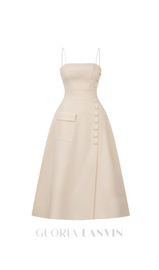 Elio button-embellished Midi Dress in cream