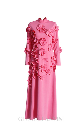 HARRIET FLORAL EMBELLISHED MAXI DRESS IN PINK