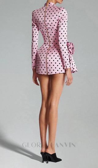 Polka Dots short printed dress in pink