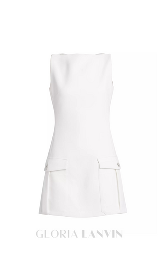 Stretch Crepe Strapless Mini dress in white