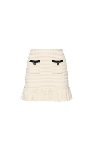 CREAM TEXTURED KNIT MINI SKIRT