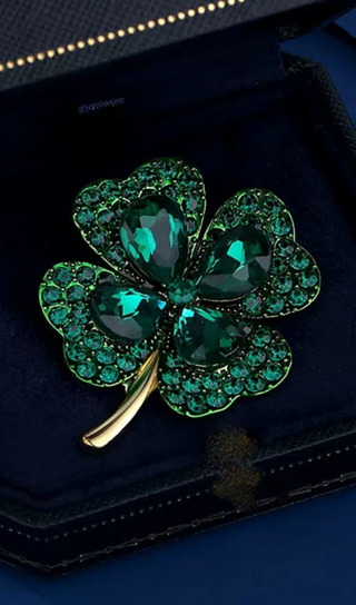 LUCKY CLOVERS SHAPED BROOCH