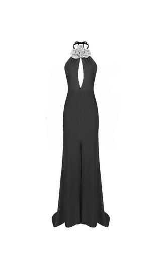 CRYSTAL-EMBELLISHED APPLIQUÉD SILK-CREPE HALTERNECK GOWN