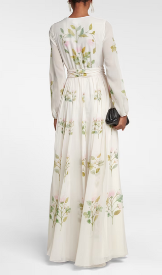 FLORAL SILK GEORGETTE MAXI DRESS