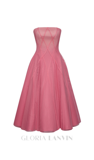 CORAL PINK OMBRE SOFT NET MIDI DRESS