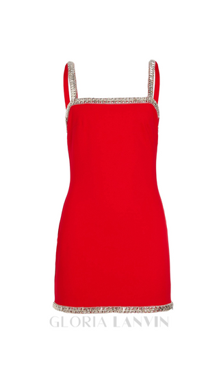 REGINA CRYSTAL-EMBELLISHED MINI DRESS IN RED