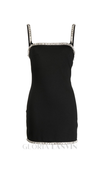 REGINA CRYSTAL-EMBELLISHED MINI DRESS IN BLACK