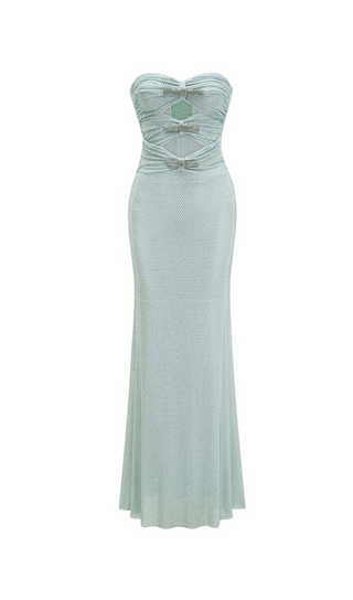 MINT RHINESTONE STRAPLESS MAXI DRESS