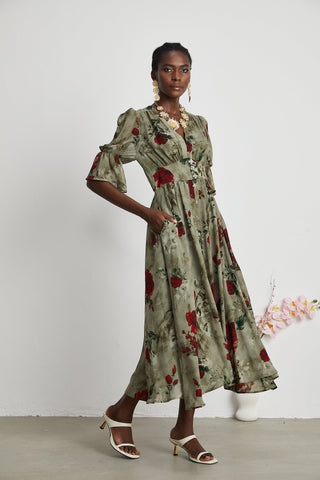 Mélisande floral-print V neck midi dress