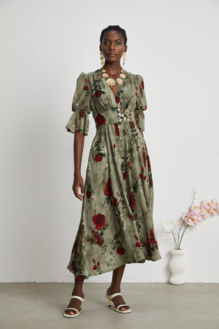 Mélisande floral-print V neck midi dress