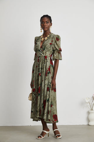 Mélisande floral-print V neck midi dress