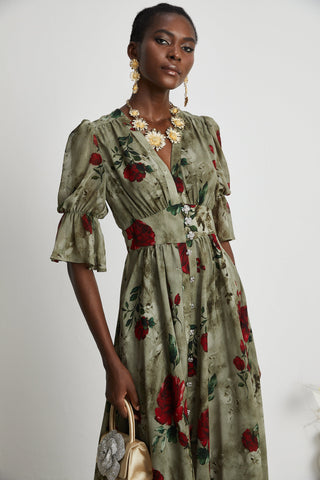 Mélisande floral-print V neck midi dress