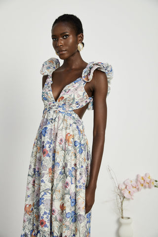 Rosalie floral-print cut-out midi dress