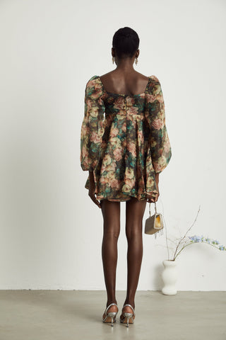 Pénélope floral-print loose mini dress