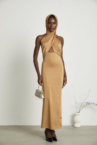 Neri hooded cut-out maxi dress