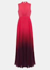 ombre pleated draped maxi dress