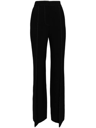 Beaded line embellished blazer trousers set in black