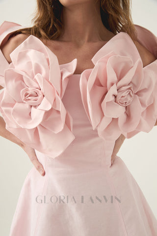 Etta flower strapless mini dress in pink