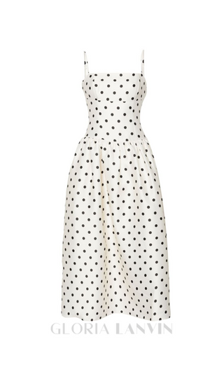 ULA CREAM POLKA DOT TAFFETA MIDI DRESS