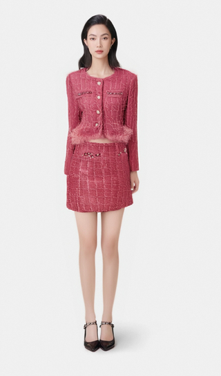 Gisèle tweed fringed jacket & skirt matching set