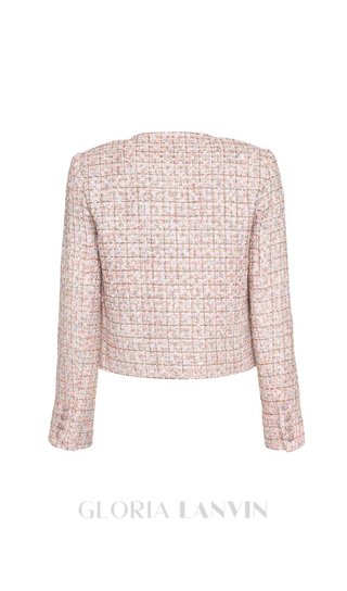 ALISA DIAMANTÉ TRIM BOUCLE TWEED JACKET IN PINK