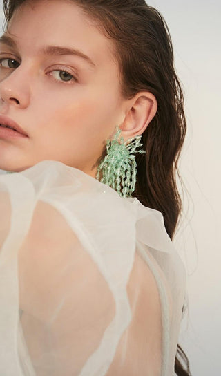 Green Acryl Tassel earrings