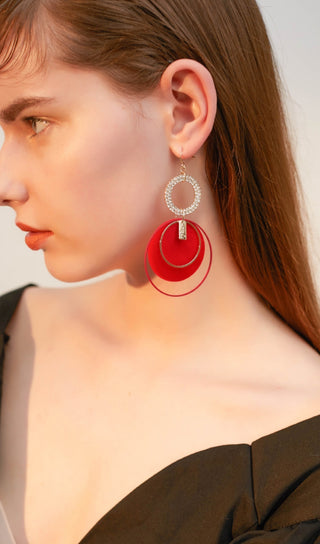 RED CIRCLE PLUSH EARRINGS