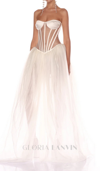 ODILE STRAPLESS GOWN IN WHITE