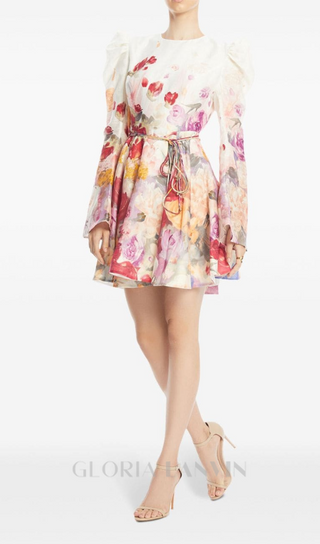 MADELINE MULTICOLOUR FLORAL-PRINT MINI DRESS