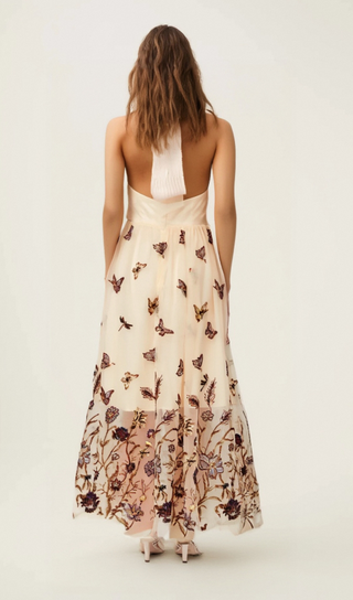 Joséphine halterneck butterfly-motif tulle midi dress