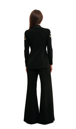 Delphine black embellished jacket & trousers matching set