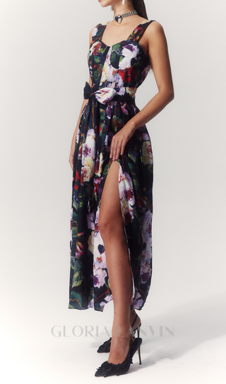 TRUDA MULTICOLOR FLORAL PRINTED MIDI DRESS