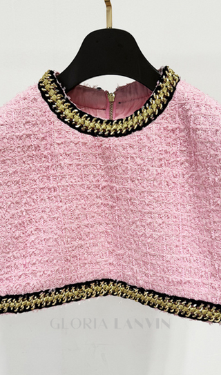 EMBROIDERED CROPPED TOP IN PINK