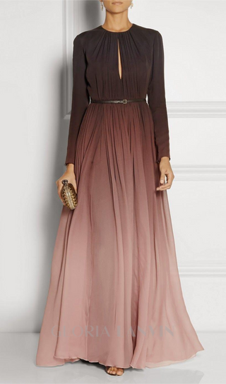 ELLEN GRADIENT COLOR RUNCHED MAXI DRES