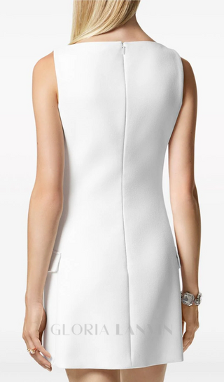 Stretch Crepe Strapless Mini dress in white