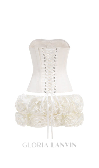 CLEGG WHITE CORSET FLOWER TWO-PIECE SET