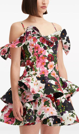 MULTICOLOR FLORAL PRINTED MINI DRESS