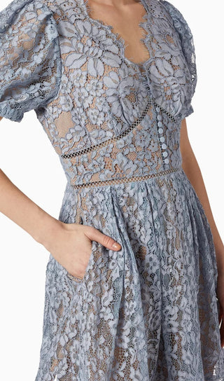 FINE CORD LACE MIDI DRESS